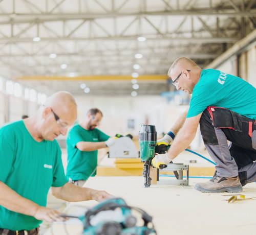 Vorfertigung der Raummodule im Werk